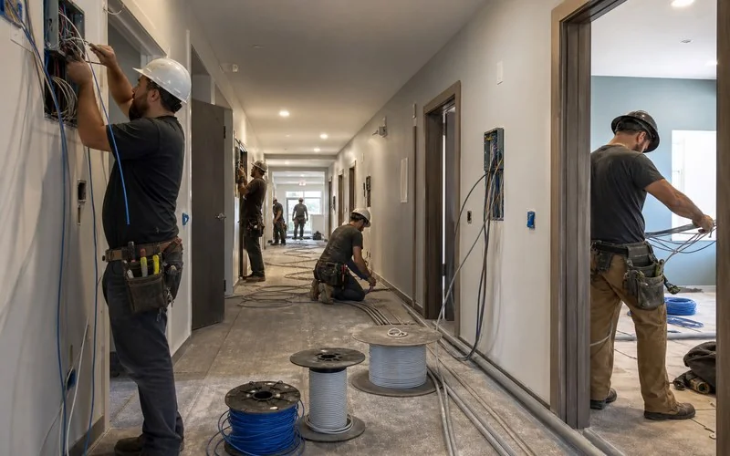 Long-stay apartment batch room wiring