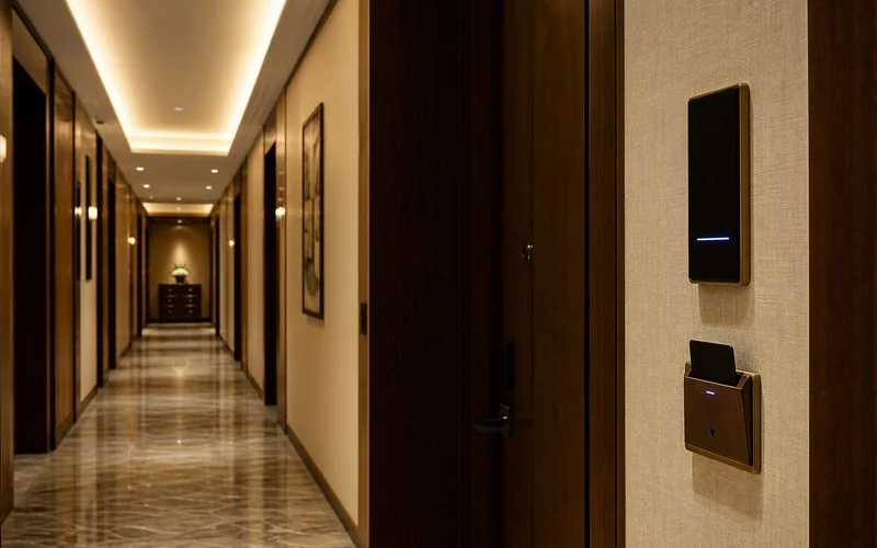 Upscale business hotel guest room