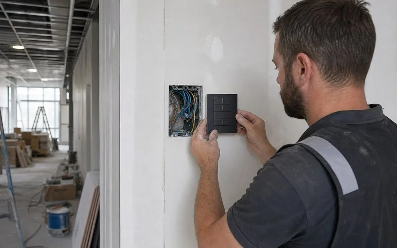 Commercial building scene panel installation