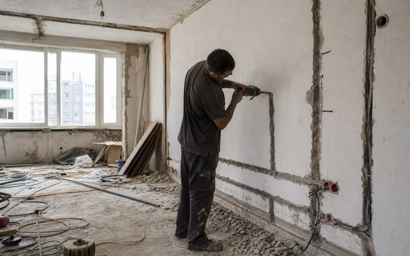 Retrofit low-voltage chase work on site