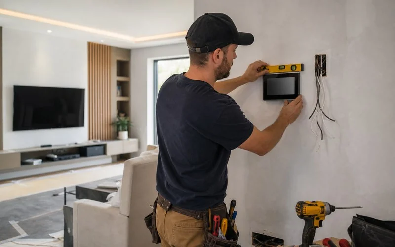 Residential living room smart panel installation