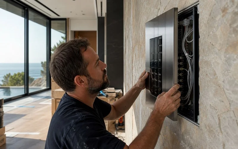 Luxury villa metal panel installation