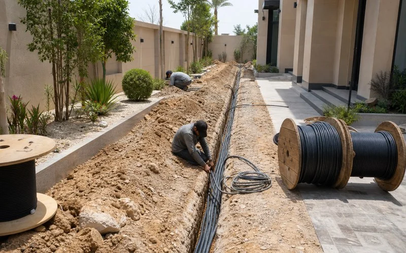 Villa courtyard security low-voltage wiring