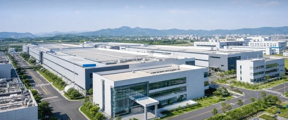 Industrial park campus aerial illustration