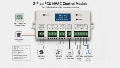 Two-pipe FCU HVAC control module