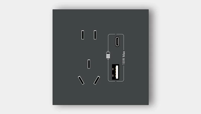 Five-outlet Type-C+USB outlet 18W (universal)