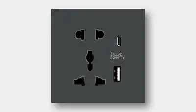 Five-gang international Type-C USB outlet