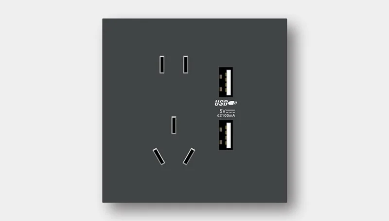 Five-outlet / dual / USB wall outlet (China standard)