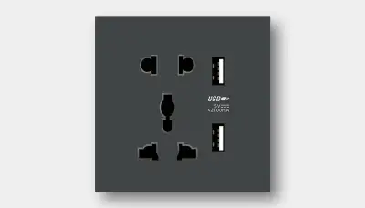 Five-gang international USB charging outlet