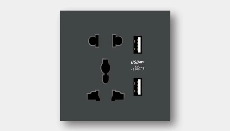 Five-outlet / dual / USB wall outlet (universal)