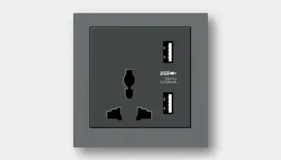 Three-gang international USB charging outlet